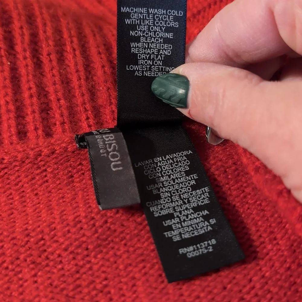 Bisou Bisou Red Belted Holiday Winter Sweater XL - Picture 12 of 13